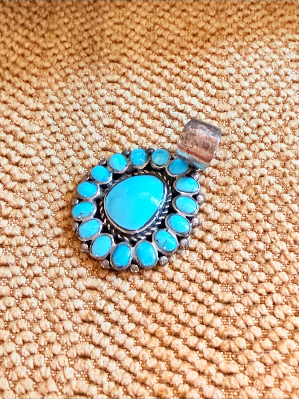Turquoise cluster pendant stamped T 925 Philipines